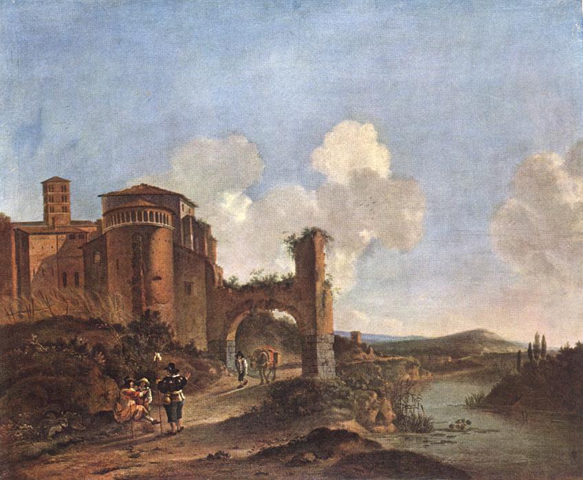 Asselyn Jan - Paysage italien avec SS. Giovanni e Paolo dans Rome.jpg